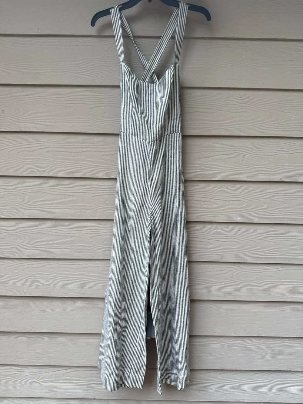 REFORMATION Autumn Linen Jumpsuit Vineyard Stripes Women's